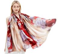 Wealish Silk Scarf for Women Fashion Long Satin Lightweight Large Shawl Wrap Printed Sleep 70''X35'',208-Red/White