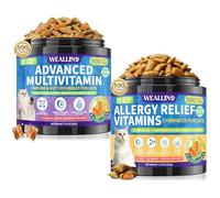 WEALLIN Cat Supplement Bundle, Taurine Multivitamin Chews & Allergy Relief Chews, 2 x 500 Crunchy Treats for Heart, Vision, Immunity, Digestion, Skin, Coat & Seasonal Support