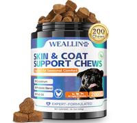 WEALLIN Skin & Coat Support Treats, 200 Count - Supports Healthy Skin During Seasonal Changes, Paw & Coat Wellness - Chicken Flavor