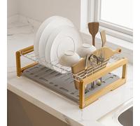 Wealone Stone Dish Drying Mat with Stainless Steel Dish Rack, Super Absorbent Diatomaceous Earth Dish Drying Mat, Large Size Stone Drying Mat, Fast Drying Dish Racks for Kitchen Counter