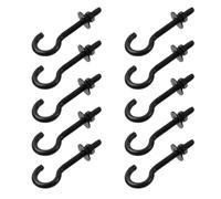 Wealrit 10 Set Round Hook Eyelet Bolt M5 Long Shank Hook Bolts Stainless Steel Threaded Eyebolts with Washers Nuts Heavy Duty Eye Bolt Eyebolts Anchoring Kit for Chair Outdoor