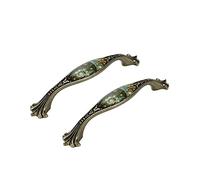 Wealrit 2 Pcs European Antique Drawer Pulls Bronze Arch Cabinet Pulls with Stained Glass Pattern Vintage Metal Dresser Handles Decorative Furniture Pulls 128mm Hole Center