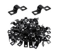 Wealrit 50 PCS U-Shaped Pipe Clamps Black Tension Bracket 2 Holes Strap Conduit Clamps, U Bracket Tube Clip Iron Heavy Duty Connector with Screws for Pipe Fixing on Various Surfaces（8mm/0.31")