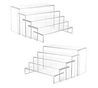 Wealrotn 10 PCS Clear Acrylic Display Riser Stand, Transparent Rectangular Tiered Display Shelf, Table Top Display Stand Compatible with Funko POP Figures, Perfume, Cupcake, Toys Model, Dessert