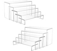 Wealrotn 10 PCS Clear Acrylic Display Risers, Tiered U-Shaped Display Stand, 5mm Thick Transparent Risers for Collectibles, Perfume, Cupcake & Retail Display