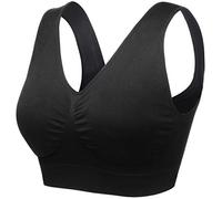 wealsex 1-3 Pack Women Super Comfort Everyday Bra Wirefree Removable Pads Light Support Sleep Bra Yoga Bra Large Size (Black,3XL)