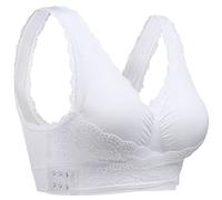 wealsex Wireless Comfort Bra, Womens Girls Sports Bras Push Up Sleep Bras Bralette Leisure Stretch Crop Tops Vest Multi Pack (White, XXL)