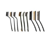 Wealsun Wire Brush Set Pack of 9 | Steel Nylon Brass Wire Brushes with Curved Handle, Multi-Purpose Small Brushes for Greasy Dirt, Rust, Paint & Metal Cleaning