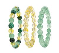 Wealth Bead Bracelet Elastic String Casual Jewellery | Green Bead Bracelet Prosperity Jewelry for Meditation Commuting Travel Wedding Mother Women Adults Girlfriend