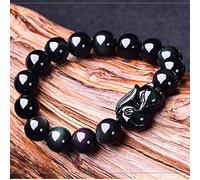Wealth Bracelet for Women Natural Rainbow Eye Obsidian Fox Fairy Bracelet Hand Carved Mantra Bead