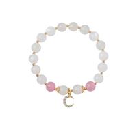 wealth Bracelet,Jade bead bracelet,Natural White Moons Strawberry Crystal Moon Diamond Bangle Good Luck Lucky Peach Blossom Wealthy Amulet Bracelet for Women,13~14cm Cinnabar (Size : 15~