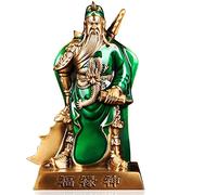 Wealth Figurine/Feng Shui Decor Guan Yu Brass Statue Feng Shui Guan Gong God Of Wealth Sculpture Home Office Decoration Business Gift (Color : Green)