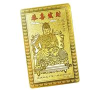 Wealth God Gold Card, Feng Shui Wealth God Card | Traditional Chinese Gold Card to Collect - Golden Talisman Card for Family Friends, Decorative for Wealth and Happiness for Living Room,