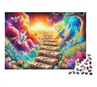 Wealth Ladder 1000 Pieces 100% Recycled Cardboard Jigsaw Puzzles Gold Stairway to Sky Super Challenging for Enthusiasts Collectors Decompression Indoor Leisure Office Break 70x50cm/1000pcs