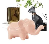 Wealth Luck Elephant Statue 0 Ceramic Figurine 10.1x4.4x5.3 cm | Prosperity Elephant Ornament for Home Office Decor | Collectible Ceramic Sculpture for Farmhouse Living Room Tiered Tray