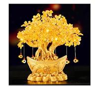 Wealth Luck Office Decor,Feng Shui Fortune Statue,Crystal Gem Tree Citrine Fortune Tree Decoration Housewarming Gift Home Feng Shui Decoration Artificial Money Tree Opening Gift Money Tree(Color : B)