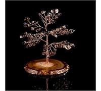 Wealth Luck Office Decor,Feng Shui Fortune Statue,Crystal Gem Tree Crystal Money Tree Mini Fortune Tree Agate Sheet Artificial Tree Healing Quartz Copper Wire Tree Shop Desktop Decoration(Color : F) (