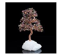 Wealth Luck Office Decor,Feng Shui Fortune Statue,Crystal Gem Tree Fortune Tree Topaz Amethyst White Crystal Bottom Artificial Lucky Tree Creative Crafts Office Shop Desktop Decoration(Color : G) (Co