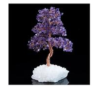 Wealth Luck Office Decor,Feng Shui Fortune Statue,Crystal Gem Tree Fortune Tree Topaz Amethyst White Crystal Bottom Artificial Lucky Tree Creative Crafts Office Shop Desktop Decoration(Color : G) (Co