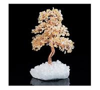 Wealth Luck Office Decor,Feng Shui Fortune Statue,Crystal Gem Tree Fortune Tree Topaz Amethyst White Crystal Bottom Artificial Lucky Tree Creative Crafts Office Shop Desktop Decoration(Color : G) (Co