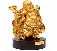 Wealth Luck Office Decor,Feng Shui Fortune Statue,Feng Shui Brass Laughing Buddha And Money Bag Peace Fortune Decoration Company Opening Gifts Give Elder Birthday Presents Blessing Gift