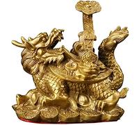 Wealth Luck Office Decor,Feng Shui Fortune Statue,Feng Shui Bronze Dragon Tortoise With Ruyi Sculpture Fortune Charm, Housewarming Gift And Home Decoration Blessing Gift (Color : Style A Large) (Colo