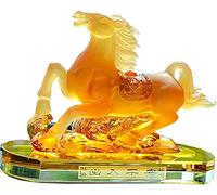 Wealth Luck Office Decor,Feng Shui Fortune Statue,Feng Shui Horse Statue Glass/Enameled Zodiac Animal Decoration Fortune Success Sculpture Decoration Business Gift Blessing Gift (Color : B) (Color :