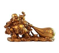 Wealth Luck Office Decor,Feng Shui Fortune Statue,Feng Shui Statue Feng Shui Brass Laughing Buddha And Money Bag Peace Fortune Decoration Company Opening Gifts Blessing Gift