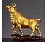 Wealth Luck Office Decor,Feng Shui Fortune Statue,Financial Staff Decoration Multicolor Resin Material Wall Street Charging Bull Ornament Statues Collectible Replica Bull Polished (Color : Blue) (Col