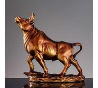 Wealth Luck Office Decor,Feng Shui Fortune Statue,Financial Staff Decoration Multicolor Resin Material Wall Street Charging Bull Ornament Statues Collectible Replica Bull Polished (Color : Blue) (Col