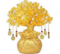 Wealth Luck Office Decor,Feng Shui Fortune Statue,Fortune Ornaments Good Luck for Wealth Luck for Home Decoration Feng Shui Citrine Money Tree Chinese Fortune Crystal Tree or Gift Tree (Size : Small)