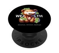 Wealth Money Teddybear Hustle Invest Repeat PopSockets Adhesive PopGrip