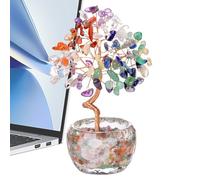 Wealth Money Tree - Decorative Crystal Figurine, Compact Table Accent, Good Luck Desktop Sculpture, Handcrafted Mini Plant, Stylish Ornament | Spiritual Desk Enhancement for Home Studio Room