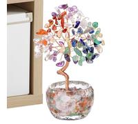 Wealth Money Tree - Decorative Crystal Figurine, Compact Table Accent, Good Luck Desktop Sculpture, Handcrafted Mini Plant, Stylish Ornament | Spiritual Desk Enhancement for Home Studio Room