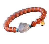 Wealth Prosperity Charm Bracelet, Natural 7MM Beads Zodiac Rabbit Spiritual Talisman for 2023 Gilded Fu Word Lucky Charm Pendant Stretch Bracelet Women Money Prosperity