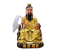 Wealth Prosperity Statue Chinese Feng Shui Gift Hand-Carved Mythological Figure Buddha Home Office Decoration 11.8-inch Resin Tabletop Decor Good Lucky Gifts (Golden) Feng Shui Statues