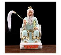 Wealth Prosperity Statue Hand-Carved Buddha Statue Lifelike White-haired Kind Old Man Chinese Classic Ornaments Indoor Statue Nice Gift (White/Blue) Feng Shui Statues