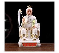 Wealth Prosperity Statue Hand-Carved Buddha Statue Lifelike White-haired Kind Old Man Chinese Classic Ornaments Indoor Statue Nice Gift (White/Blue) Feng Shui Statues