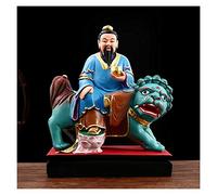 Wealth Prosperity Statue Resin Buddha Statue Lifelike Chinese Style Blue Retro Indoor Statue 15-inch Tabletop Decor Nice Gift Feng Shui Statues