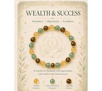 Wealth & Success Crystal Bracelet with Card - Citrine, Green Aventurine & Tiger Eye Beaded Bracelet, Abundance, Opportunity & Confidence Healing Stone Jewelry, Gift for Business, Career & New Beginnin
