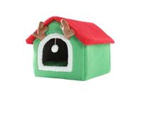 WEALTHKING Christmas Pet House Cave Bed with Reindeer Antlers Design, Plush PP Cotton & Rabbit Fur Indoor Cat Dog House, Festive Holiday Pet Sleeping Cave with Detachable Cushion (Trumpet)