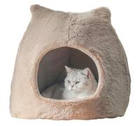 WEALTHKING Cozy Cat Cave Bed - Plush Enclosed Hideaway for Felines - Soft Fleece Pet House - Comfortable Sleeping Pod - Indoor Kitty Condo - Warm Nesting Retreat for Cats - Cute Ear-Shaped Design