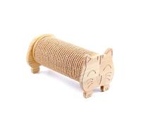 WEALTHKING Handcrafted Pine Wood Cat Scratching Post with Cute Pig Design - Natural Sisal Rope Scratch Board - Interactive Pet Furniture - Cat Claw Care Station - Wooden Animal Shape Scratcher (Cat)