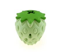 WEALTHKING Interactive Rubber Dog Chew Toy, Strawberry-Shaped Treat Dispensing Ball, Durable Dog Puzzle Toy for Aggressive Chewers, 204.8g, Green, Fun Dog Teeth Cleaning Toy for Small to Large Breeds