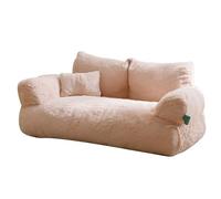 WEALTHKING Luxurious Plush Pet Sofa Lounger with Decorative Pillow, Premium Flannel Material Cat Bed Couch, Elevated Armrest Design, Soft Cushioned Pet Furniture for Small Medium Large Cats (L)