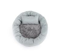 WEALTHKING Round Egg Tart Pet Nest - Cozy Autumn Winter Dog Bed with Crystal Super Soft Flannel and Rabbit Fleece - Thick Elastic Pet Cushion for Deep Sleep and Improved Health (Light Grey,S)