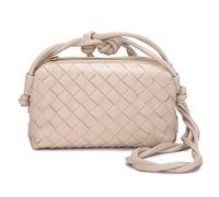 WealthRoll Woven Crossbody Bags for Women - Lightweight Vegan Leather Shoulder Purse with Zipper Closure, Beige, Fashion