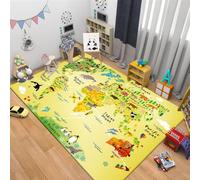 WealthyNest Cartoon World Map Kids Rug, Ocean Animal Pattern Rugs, Soft Low-pile Non-slip Decorative Area Rug, Suitable for Living Room, Bedroom, Children's Room (A,60 * 90cm)