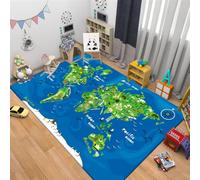 WealthyNest Cartoon World Map Kids Rug, Ocean Animal Pattern Rugs, Soft Low-pile Non-slip Decorative Area Rug, Suitable for Living Room, Bedroom, Children's Room (C,80 * 160cm)
