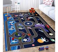 WealthyNest Children's Space Game Carpet 3D Track Interactive Carpet Large Non-slip Washable Suitable for Living Room, Children's Room, Bedroom (E,80 * 120cm)